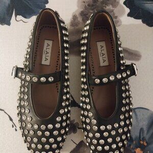 Alaia Mary Jane CRYSTALS Ballerina Flats with Studs BUCKLE size 7 NEW